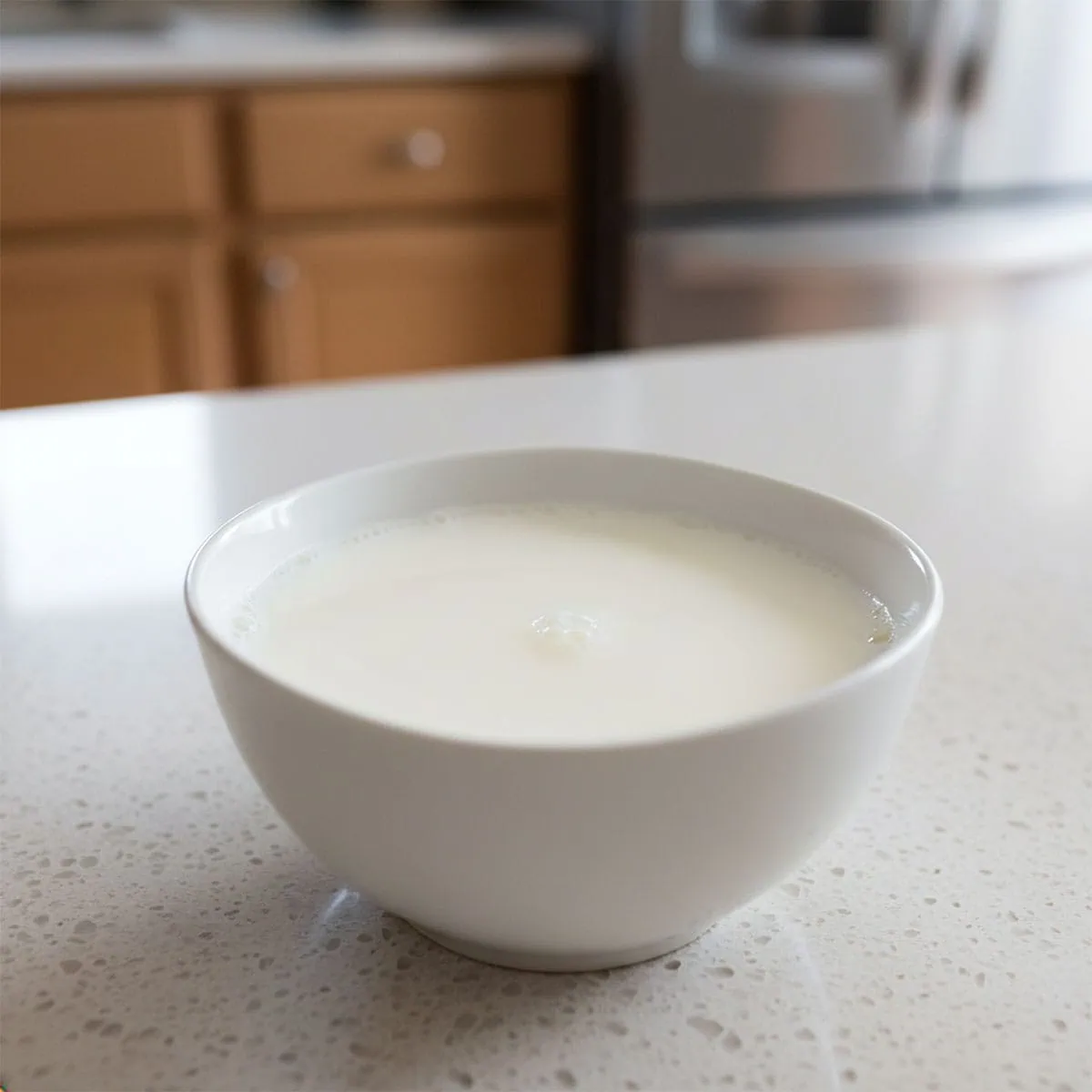 A bowl of milk and a bowl of yogurt, representing the emergency remedy for what happens if a cat eats a zz plant.
