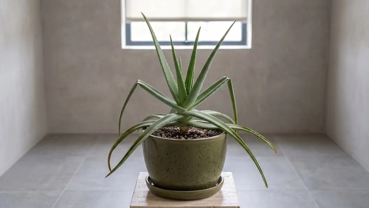 Why are my Aloe vera leaves limp and shriveled: outer leaves folded flat over the rim, center still upright.